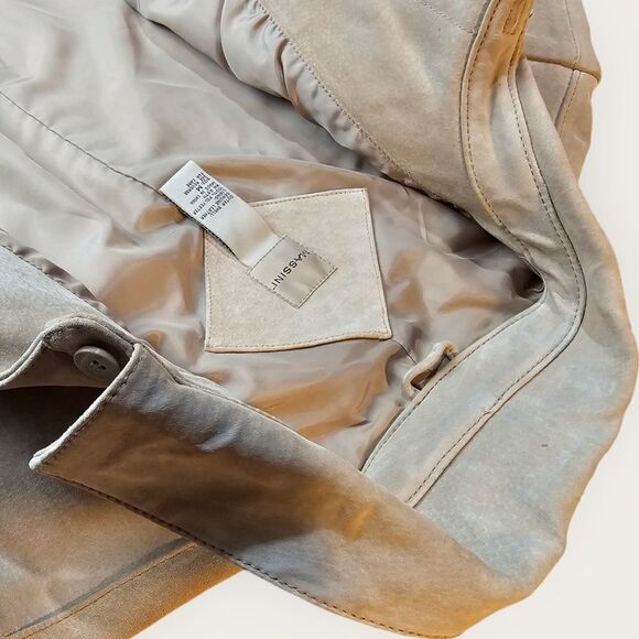 Massini Neutral Ivory Beige Leather Trench Medium - Picture 7 of 14